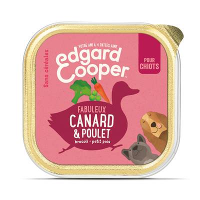 Edgard Cooper Barquette Canard et Poulet sans céréales pour chiot, 300g