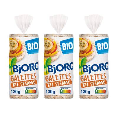 Bjorg Galettes de riz complet au sésame bio, Lot de 3x130g
