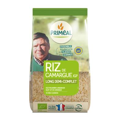 Priméal Riz Long 1/2 Complet de Camargue IGP, Bio, 1kg
