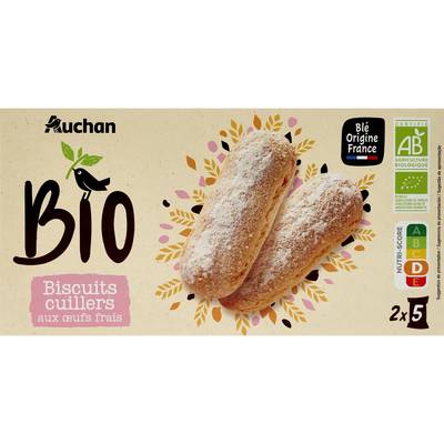 Auchan BIO Biscuits cuillers aux oeufs frais bio, 100g