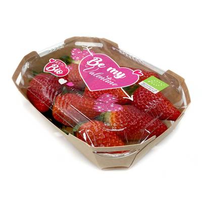 Les Paysans Bio Fraise ronde bio, Barquette de 250g