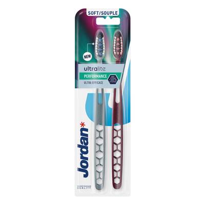Jordan Brosse à Dents Adultes Souple Ultra Lite Performance, 2 brosse à dents