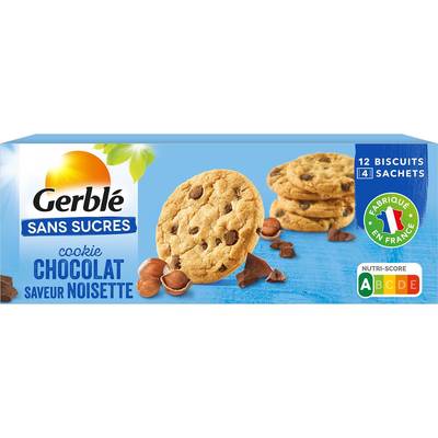 Gerblé Sans Sucres 12 Cookies aux pépites de Chocolat et Noisettes, 130g