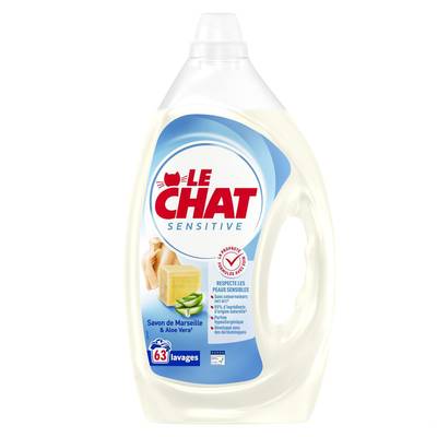 Le Chat Lessive liquide sensitive au savon de Marseille, 2,835L