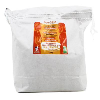 Sans Détour Farine bio demi-complète T80, Grand format 2,5KG