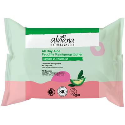 Alviana Lingettes nettoyantes à l'aloé Vera bio, 25 lingettes