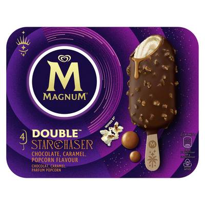 Magnum Bâtonnets Chocolat Caramel Pop Corn, 4 bâtonnets - 288g