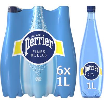 Perrier Eau gazeuse minérale finement pétillante, 6x1L