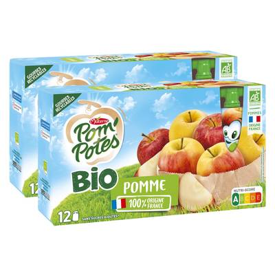 Pom Potes Pomme Nature, 2x20 gourdes de 90g