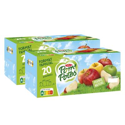 Pom Potes Pomme Nature, 2x20 gourdes de 90g