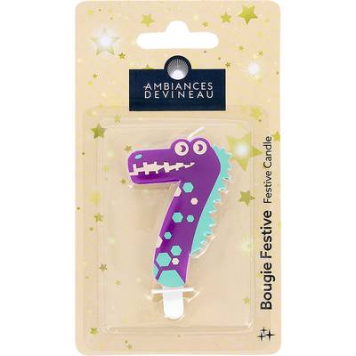 Ambiances Devineau Bougie chiffre 7 Crocodile, 1 bougie