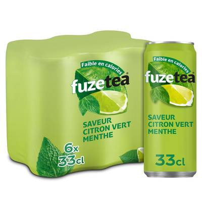 Fuze Tea Boisson au thé glacé saveur menthe et citron vert, 6x33cl
