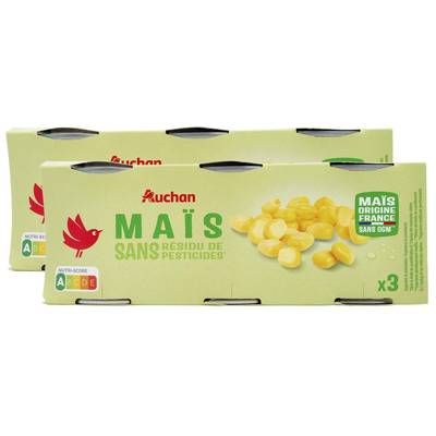 Auchan Maïs sans résidu de pesticides, Lot de 2 - 3x140g