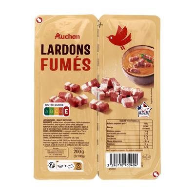 Auchan Lardons Fumés, 2x100g