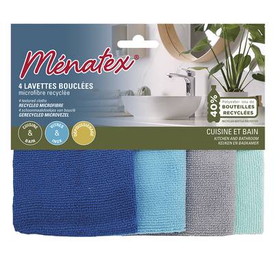 Ménatex Lavettes microfibres bouclées lot de 4, 4 pièces
