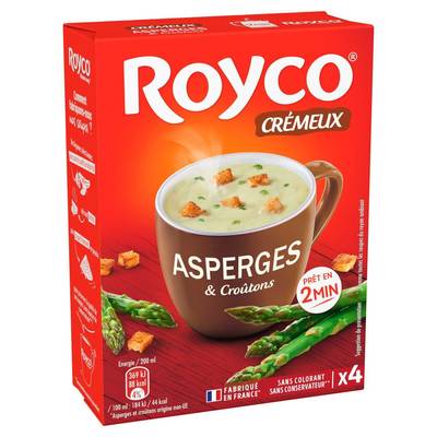 Royco Soupe Crème d'asperge et croûtons - 4 sachets instantanée, 60g