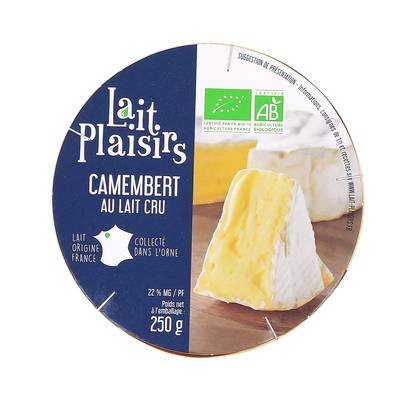 Lait Plaisirs Camembert bio lait cru 45 % MG, 250g