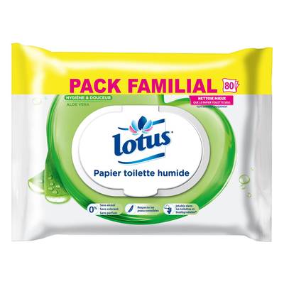 Lotus Papier toilette humide Aloe vera, 80 lingettes