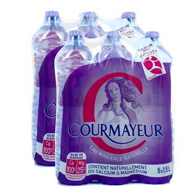 Courmayeur Eau minérale naturelle, 2 packs de 6x1,5L