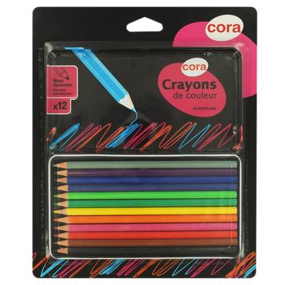 Cora Crayons de couleur boite métal, 12  crayons