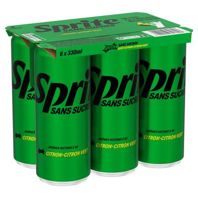 Sprite Sans Sucre Boisson gazeuse aromatisée citron citron vert, 6x33cl