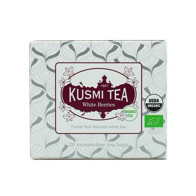 Kusmi Tea Thé white berries bio - Etui 20 sachets mousseline, 20 sachets