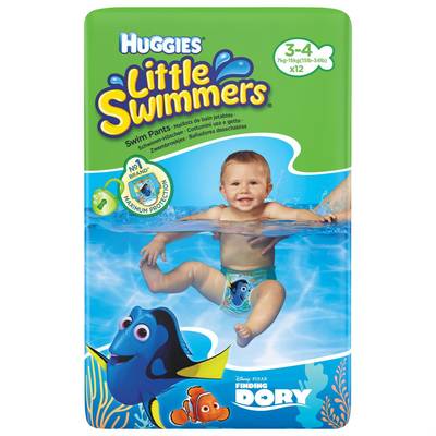 Huggies Couches maillot de bain Little Swimmers, T3/4 small - 7/12kg, 12 couches