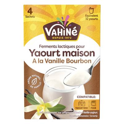 Vahine Préparation pour yaourt à la vanille Bourbon - Ferments lactiques, 4x5g