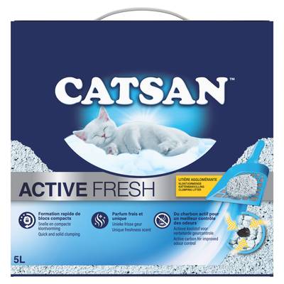 Catsan Litière Minérale Agglomérante Active Fresh pour chat, 5L