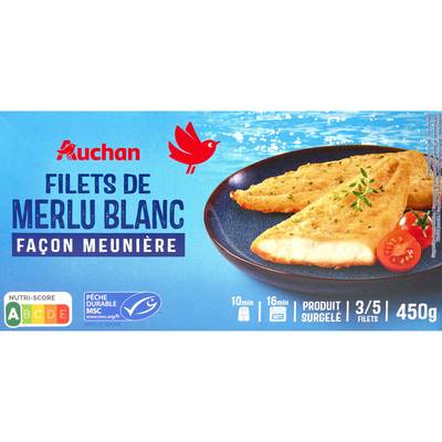 Auchan Filet de merlu blanc façon meunière MSC, 450g