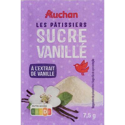 Auchan Sucre vanillé à l'extrait de vanille, 10 x 7.5g