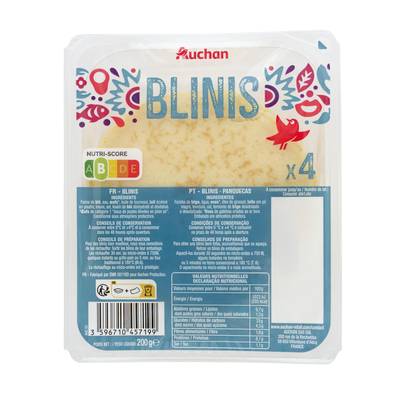 Auchan Blinis Moelleux, 4 blinis - 200g