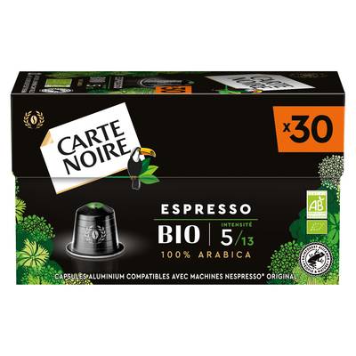 Carte Noire Capsules de café Espresso Bio compatibles Nespresso, 30 capsules