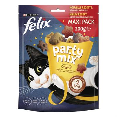 Purina - Félix Party Mix Original Poulet Foie Dinde - Friandises pour chat, 200g