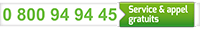 0800 94 94 45 (service et appel gratuits)