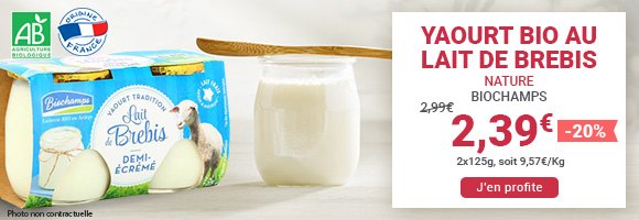 -20% sur le yaourt BIO au lait de brebis