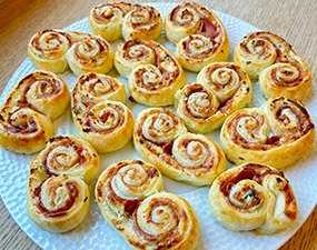 Feuilletés palmiers jambon boursin 