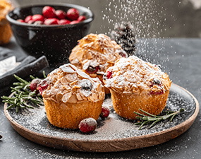 Muffins aux Canneberges, Romarin et Chocolat Noir