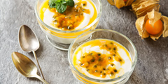 Mousse à la mangue et aux fruits de la passion